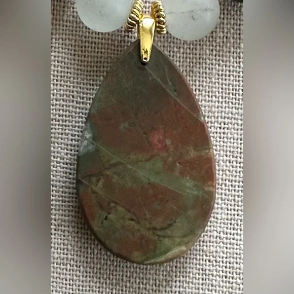 22-1/2 inch Matte Bloodstone bead Necklace NWOT - Picture 4 of 11